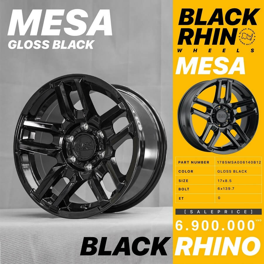 Mâm Black Rhino Mesa Gloss Black cao cấp