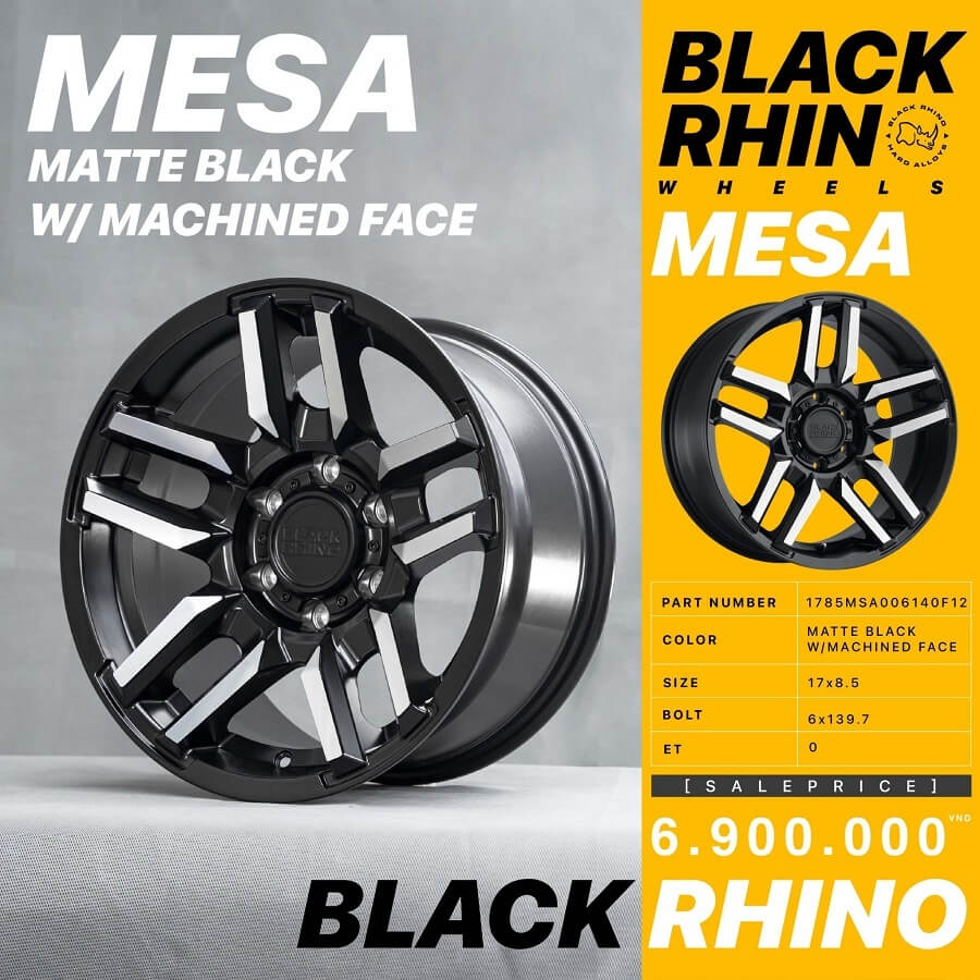 Mâm Black Rhino Mesa Matte Black With Machined Face 