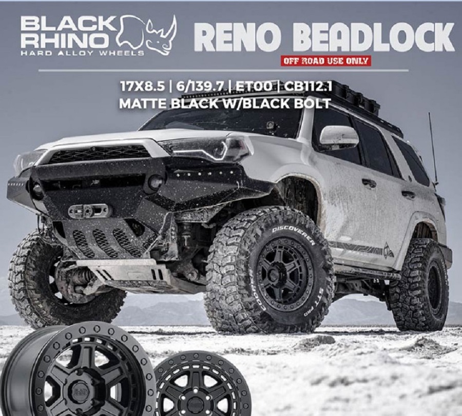 Mâm Black Rhino Reno màu đen cho xe bán tải