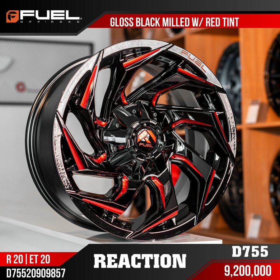 Mâm độ Fuel Reaction D755 Gloss Black Milled Red Tint