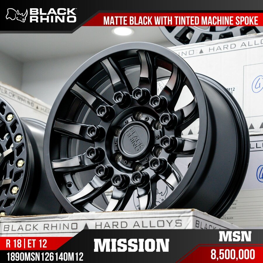 Mâm Black Rhino Mission Matte Black with Tinted Machine Spoke