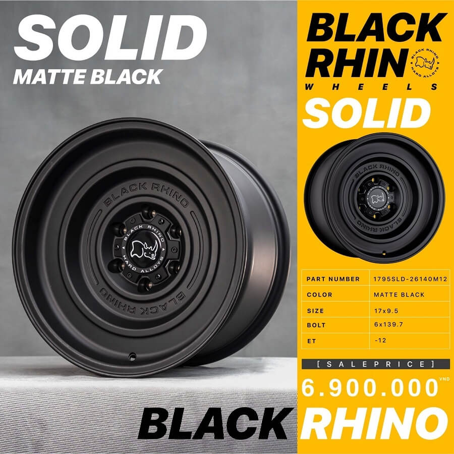 Mâm độ Black Rhino Solid Matte Black 