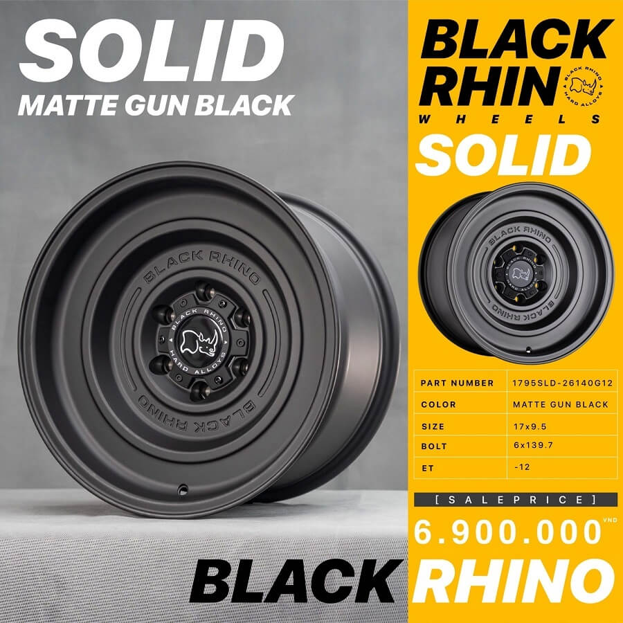 Mâm Black Rhino Solid Matte Gun Black