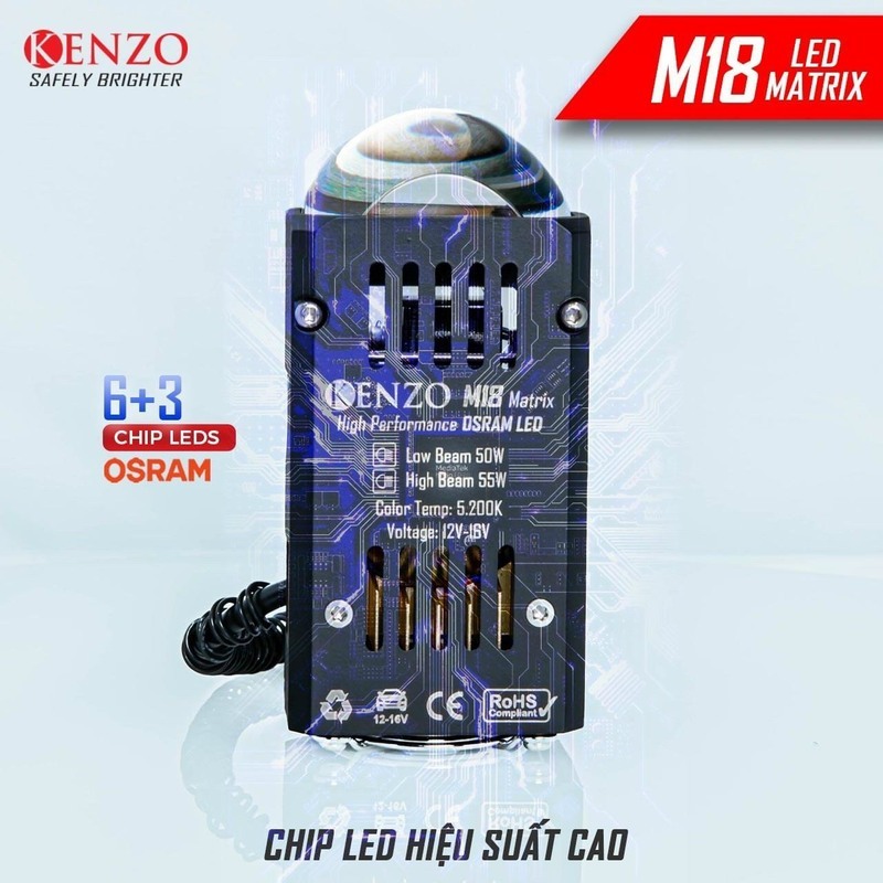 Đèn Bi Led Kenzo M18 Matrix với chip led hiệu suất cao