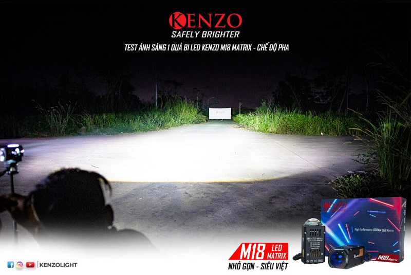 Đèn bi led Kenzo 1.8 Matrix với ánh sáng bám đường mạnh mẽ